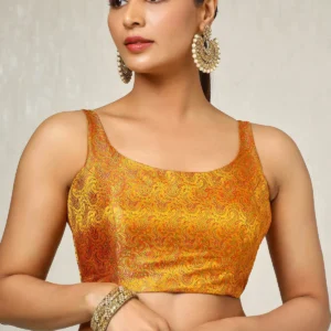 Mustard Tussar Woven Designs Blouse
