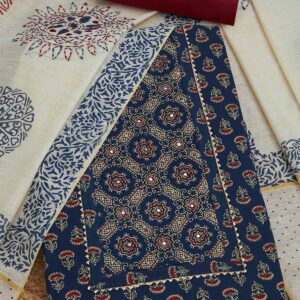 Navy Blue Cotton Ethnic Material