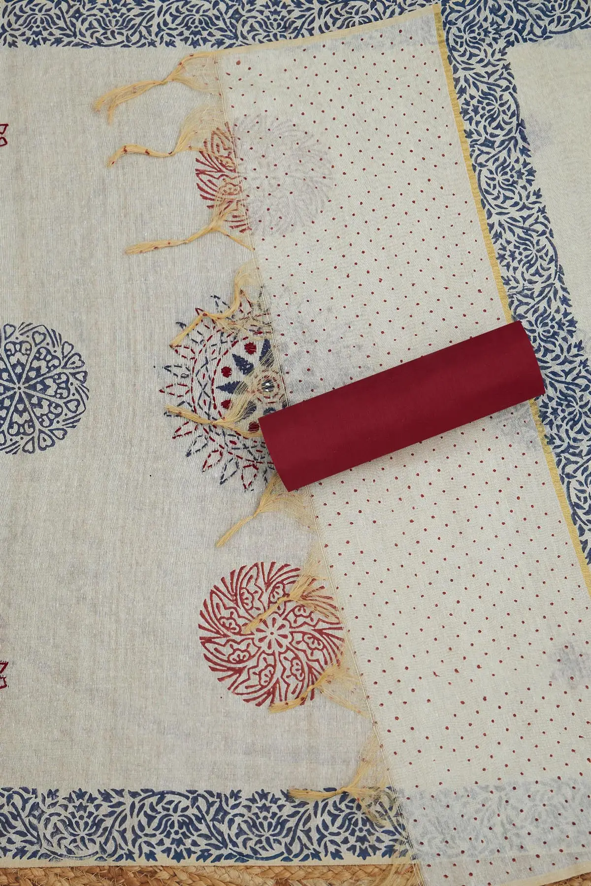 Navy Blue Cotton Ethnic Material - Image 3