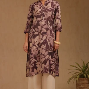 Purple Tissue Floral Print Kurta