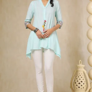 White Floral Pant With Threading